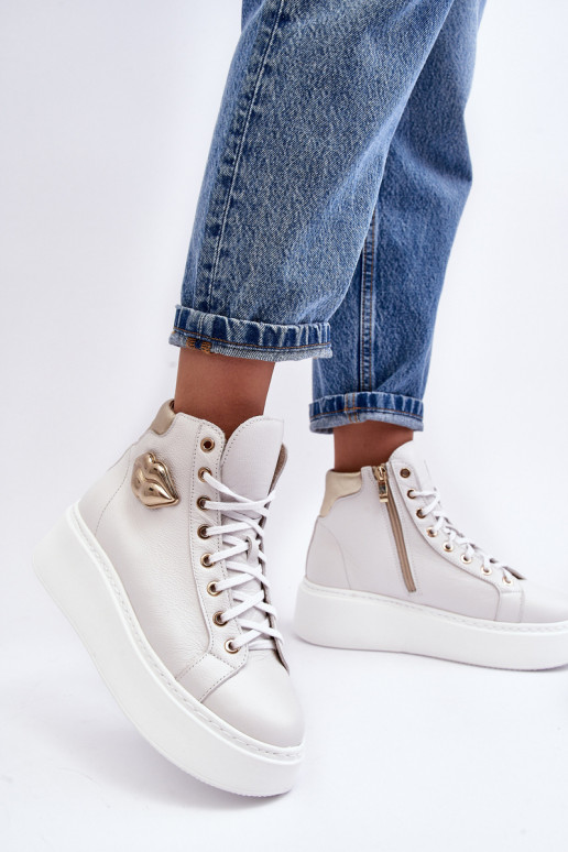 naiste saapad Kõrge tõmblukuga Lemar valget värvi Katerin