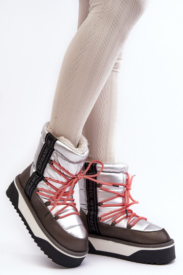 nööpidega lumesaapad Pealiste omad Paksu talla peal Vegan D.Franklin DFSH371006 Hõbedat värvi 2