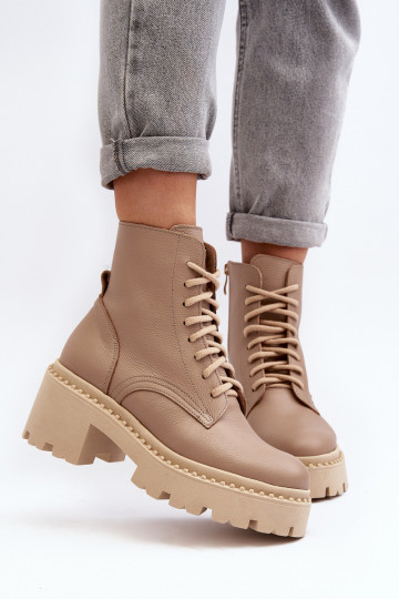 Zazoo 3413 Pealiste poolsaapad säärsaapad Sellel onssiivsetel kontsadel beeži värvi