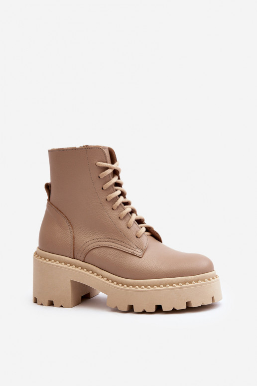 Zazoo 3413 Pealiste poolsaapad säärsaapad Sellel onssiivsetel kontsadel beeži värvi