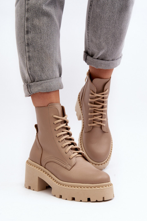 Zazoo 3413 Pealiste poolsaapad säärsaapad Sellel onssiivsetel kontsadel beeži värvi