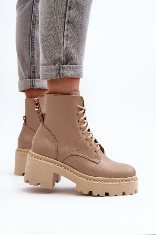 Zazoo 3413 Pealiste poolsaapad säärsaapad Sellel onssiivsetel kontsadel beeži värvi