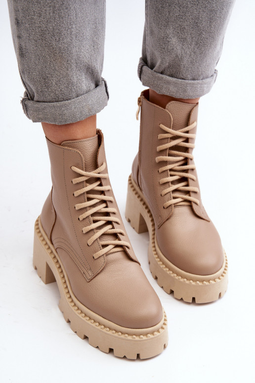 Zazoo 3413 Pealiste poolsaapad säärsaapad Sellel onssiivsetel kontsadel beeži värvi