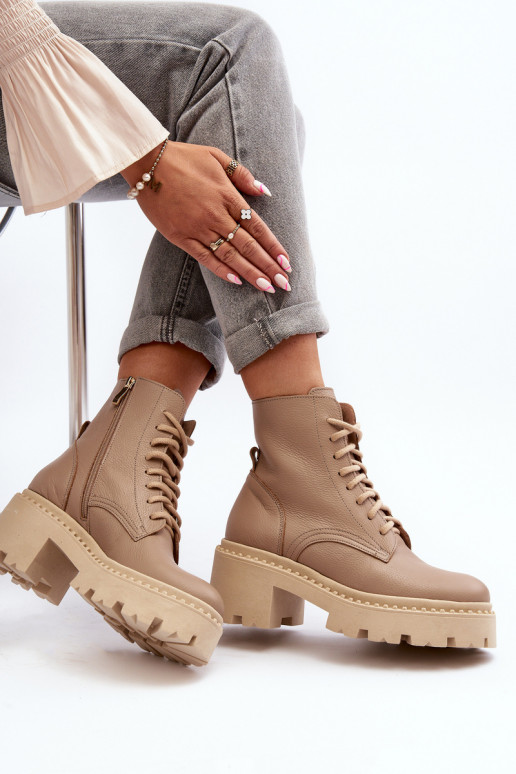 Zazoo 3413 Pealiste poolsaapad säärsaapad Sellel onssiivsetel kontsadel beeži värvi