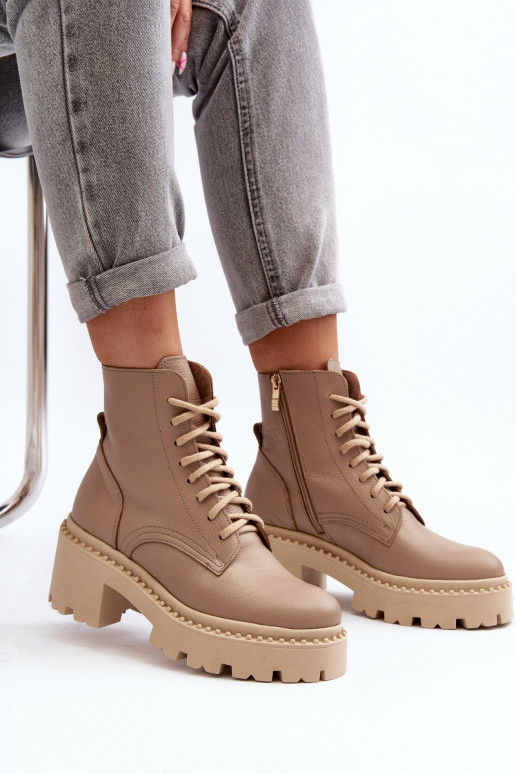 Zazoo 3413 Pealiste poolsaapad säärsaapad Sellel onssiivsetel kontsadel beeži värvi