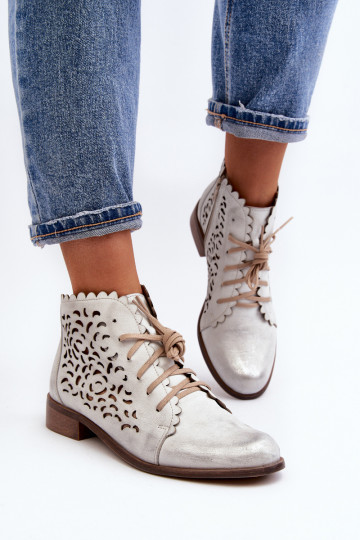 Zazoo 2871 Saapad Pealiste omad nööritavad Hõbedat värvi