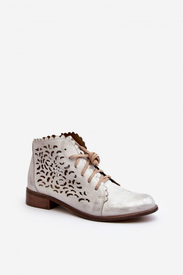 Zazoo 2871 Saapad Pealiste omad nööritavad Hõbedat värvi 2