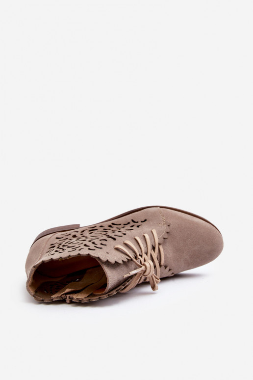 Zazoo 2871 Saapad Pealiste omad nööritavad beeži värvi