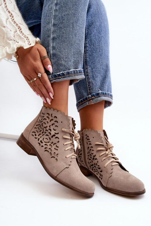 Zazoo 2871 Saapad Pealiste omad nööritavad beeži värvi