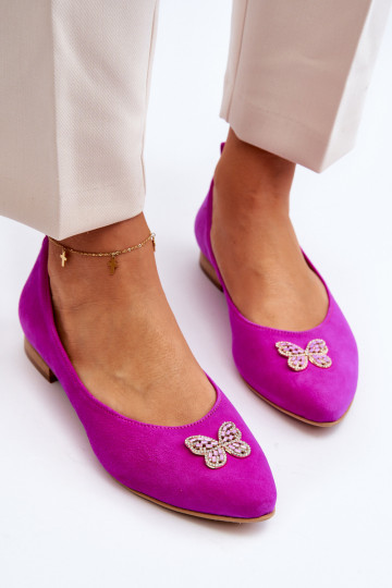 Zazoo 2887 Seemisnahast baleriinad Koos Ornate Liblikadm tumeroosad värvi