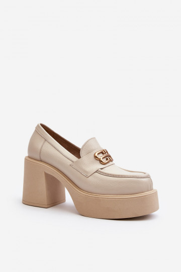 Zazoo 20170 jalatsid Pealhk Pealiste omad kõrge jämeda kontsaga Elevandiluu värvi 2