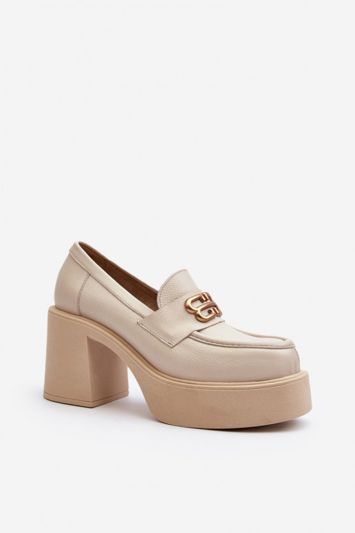 Zazoo 20170 jalatsid Pealhk Pealiste omad kõrge jämeda kontsaga Elevandiluu värvi Zazoo 20170 jalatsid Pealhk Pealiste omad kõrge jämeda kontsaga Elevandiluu värvi