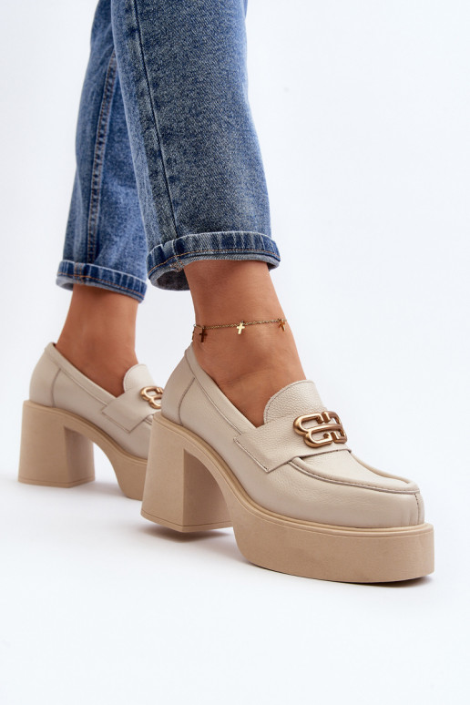 Zazoo 20170 jalatsid Pealhk Pealiste omad kõrge jämeda kontsaga Elevandiluu värvi Zazoo 20170 jalatsid Pealhk Pealiste omad kõrge jämeda kontsaga Elevandiluu värvi