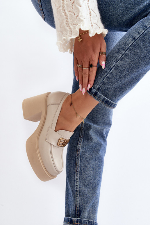 Zazoo 20170 jalatsid Pealhk Pealiste omad kõrge jämeda kontsaga Elevandiluu värvi Zazoo 20170 jalatsid Pealhk Pealiste omad kõrge jämeda kontsaga Elevandiluu värvi