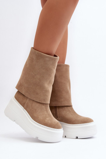 Zazoo 3410 seemisnakhsed Pealiste omad Pealiste poolsaapad platvormiga beeži värvi 2