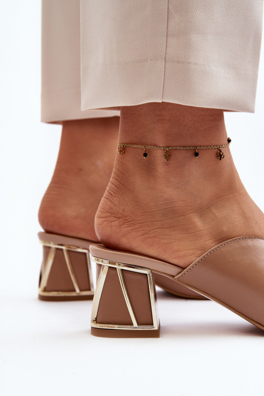 Elegantsed naiste plätud kõrge jämeda kontsaga Laura Messi 2771 beeži värvi