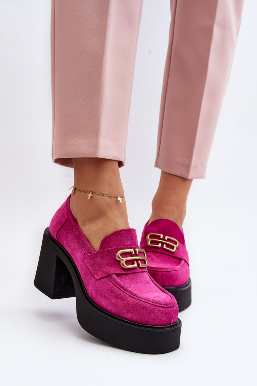 Zazoo 20170 jalatsid seemisnakhsed Pealiste omad kõrge jämeda kontsaga tumeroosad värvi Zazoo 20170 jalatsid seemisnakhsed Pealiste omad kõrge jämeda kontsaga tumeroosad värvi