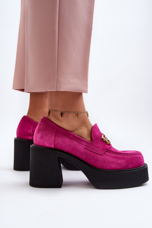 Zazoo 20170 jalatsid seemisnakhsed Pealiste omad kõrge jämeda kontsaga tumeroosad värvi Zazoo 20170 jalatsid seemisnakhsed Pealiste omad kõrge jämeda kontsaga tumeroosad värvi