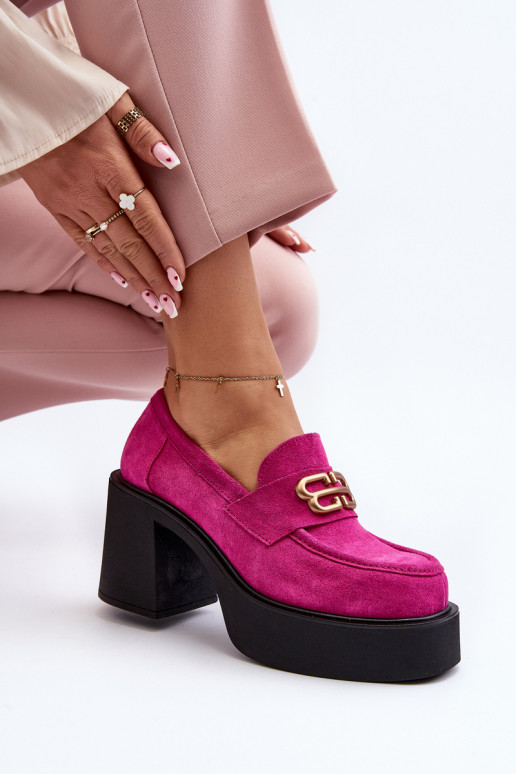 Zazoo 20170 jalatsid seemisnakhsed Pealiste omad kõrge jämeda kontsaga tumeroosad värvi Zazoo 20170 jalatsid seemisnakhsed Pealiste omad kõrge jämeda kontsaga tumeroosad värvi