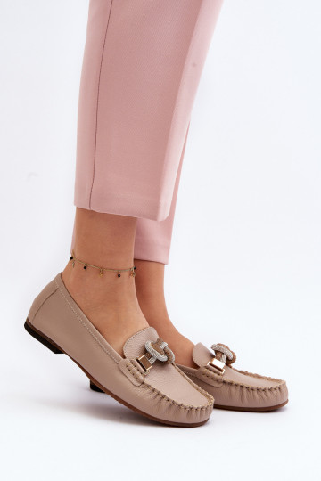 Pealhk naiste mokassiinid kaunistustega Laura Messi 2761 beeži värvi 2