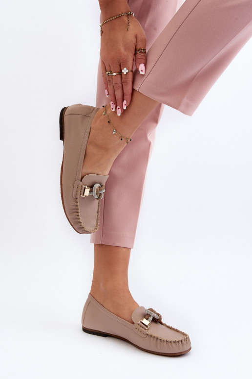 Pealhk naiste mokassiinid kaunistustega Laura Messi 2761 beeži värvi Pealhk naiste mokassiinid kaunistustega Laura Messi 2761 beeži värvi