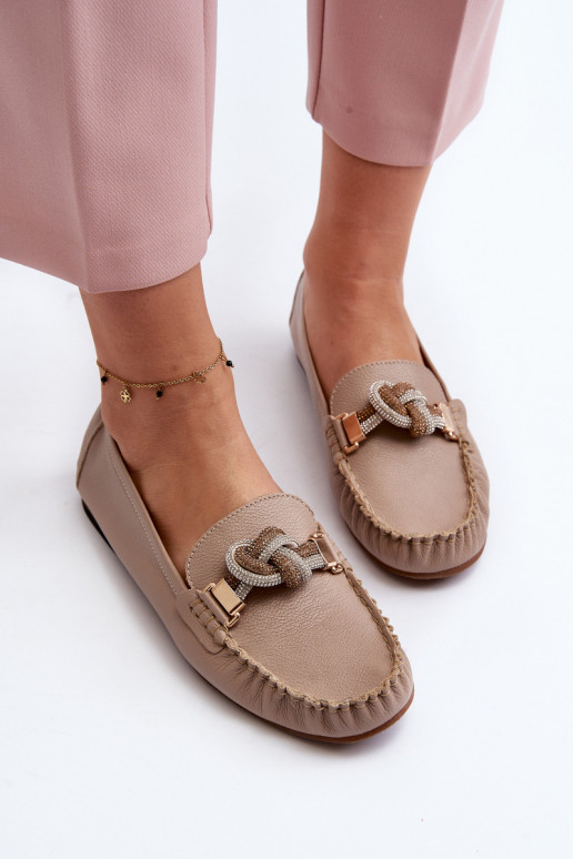 Pealhk naiste mokassiinid kaunistustega Laura Messi 2761 beeži värvi Pealhk naiste mokassiinid kaunistustega Laura Messi 2761 beeži värvi