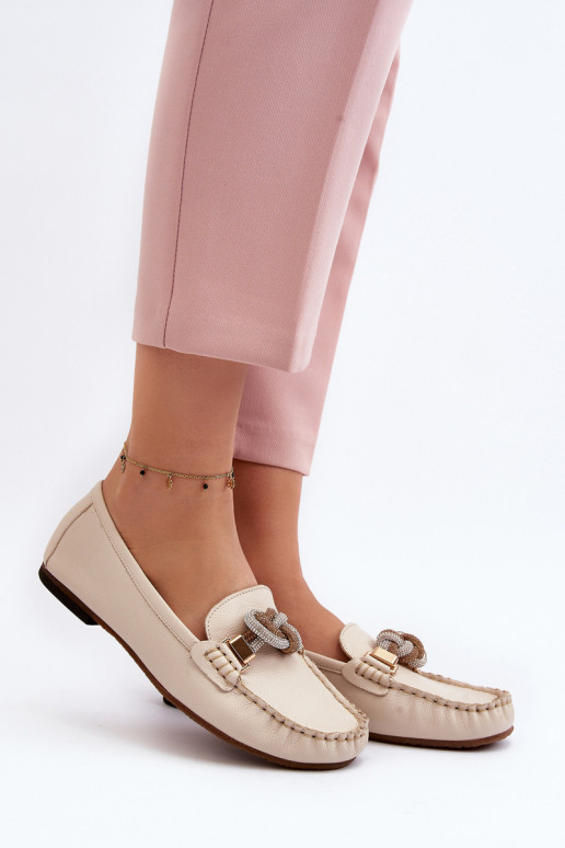 Pealhk naiste mokassiinid kaunistustega Laura Messi 2761 Elevandiluu värvi Pealhk naiste mokassiinid kaunistustega Laura Messi 2761 Elevandiluu värvi