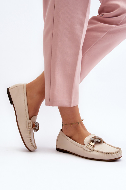 Pealhk naiste mokassiinid kaunistustega Laura Messi 2761 Elevandiluu värvi Pealhk naiste mokassiinid kaunistustega Laura Messi 2761 Elevandiluu värvi