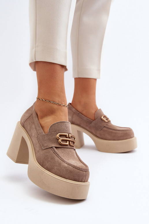 Zazoo 20170 jalatsid seemisnakhsed Pealiste omad kõrge jämeda kontsaga beeži värvi Zazoo 20170 jalatsid seemisnakhsed Pealiste omad kõrge jämeda kontsaga beeži värvi