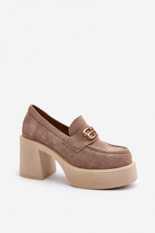 Zazoo 20170 jalatsid seemisnakhsed Pealiste omad kõrge jämeda kontsaga beeži värvi Zazoo 20170 jalatsid seemisnakhsed Pealiste omad kõrge jämeda kontsaga beeži värvi