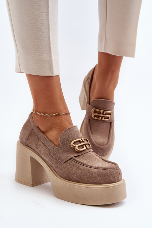 Zazoo 20170 jalatsid seemisnakhsed Pealiste omad kõrge jämeda kontsaga beeži värvi Zazoo 20170 jalatsid seemisnakhsed Pealiste omad kõrge jämeda kontsaga beeži värvi