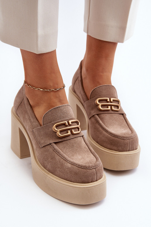 Zazoo 20170 jalatsid seemisnakhsed Pealiste omad kõrge jämeda kontsaga beeži värvi Zazoo 20170 jalatsid seemisnakhsed Pealiste omad kõrge jämeda kontsaga beeži värvi