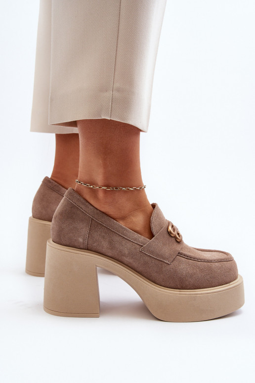 Zazoo 20170 jalatsid seemisnakhsed Pealiste omad kõrge jämeda kontsaga beeži värvi Zazoo 20170 jalatsid seemisnakhsed Pealiste omad kõrge jämeda kontsaga beeži värvi