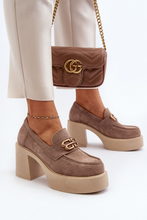 Zazoo 20170 jalatsid seemisnakhsed Pealiste omad kõrge jämeda kontsaga beeži värvi Zazoo 20170 jalatsid seemisnakhsed Pealiste omad kõrge jämeda kontsaga beeži värvi