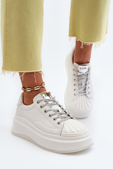 Pealhk Sneakers tüüpi jalanõud Pealiste omad platvormiga GOE NN2N4033 valget värvi