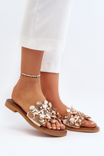 Zazoo 40381 Pealiste omad Plätud naturaalsest nahast laiade nööridega Kuldset värvi 2