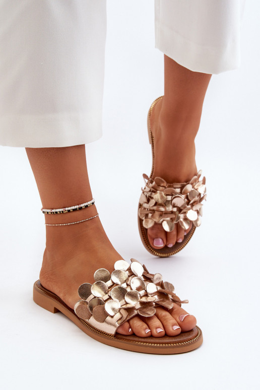 Zazoo 40381 Pealiste omad Plätud naturaalsest nahast laiade nööridega Kuldset värvi Zazoo 40381 Pealiste omad Plätud naturaalsest nahast laiade nööridega Kuldset värvi