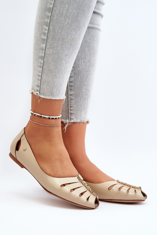 Zazoo 10009 Mugavad naturaalsest nahast baleriinad Pealiste omad beeži värvi Zazoo 10009 Mugavad naturaalsest nahast baleriinad Pealiste omad beeži värvi