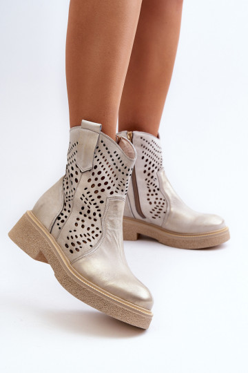 Zazoo 3470 Pealhk Pealiste poolsaapad laiade nööridega Ažuurne Kuldset värvi Pühkinud 2