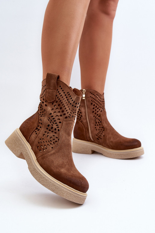 Zazoo 3470 Seemisnahast kingad Pealiste omad laiade nööridega Ažuurne pruunid värvi