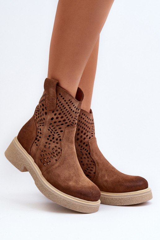 Zazoo 3470 Seemisnahast kingad Pealiste omad laiade nööridega Ažuurne pruunid värvi