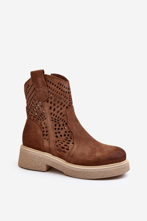 Zazoo 3470 Seemisnahast kingad Pealiste omad laiade nööridega Ažuurne pruunid värvi