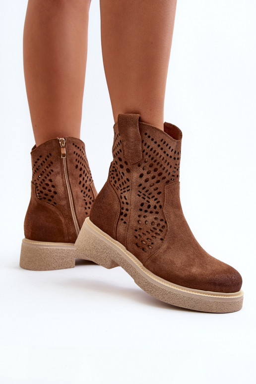 Zazoo 3470 Seemisnahast kingad Pealiste omad laiade nööridega Ažuurne pruunid värvi