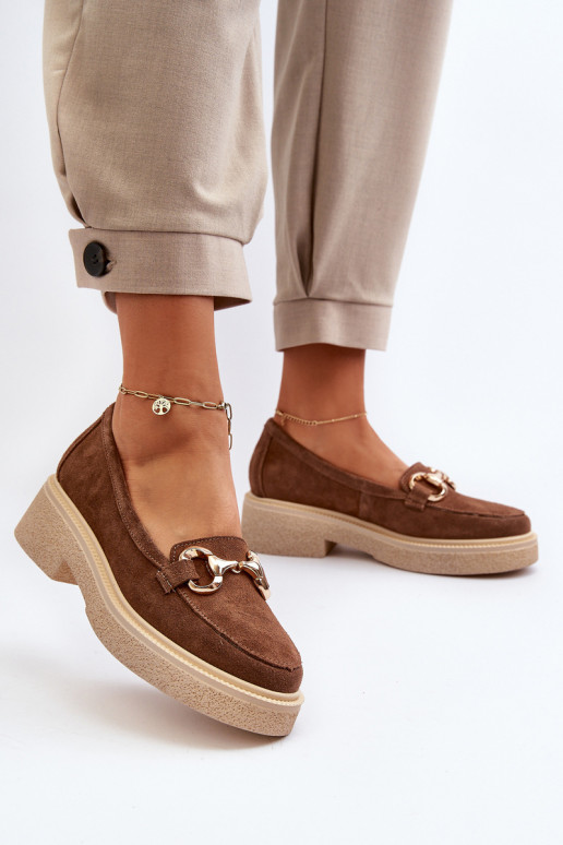 Zazoo 3429 Seemisnahast mokassiinid Pealiste omad kaunistustega pruunid värvi