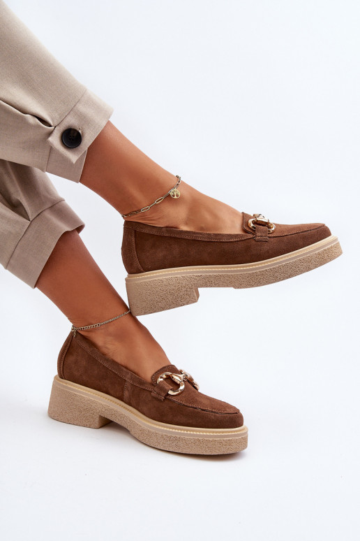 Zazoo 3429 Seemisnahast mokassiinid Pealiste omad kaunistustega pruunid värvi