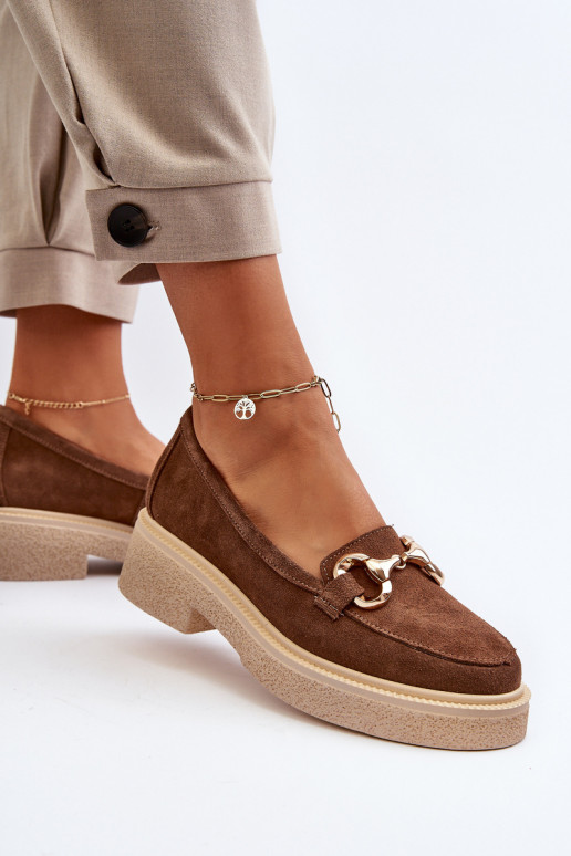 Zazoo 3429 Seemisnahast mokassiinid Pealiste omad kaunistustega pruunid värvi