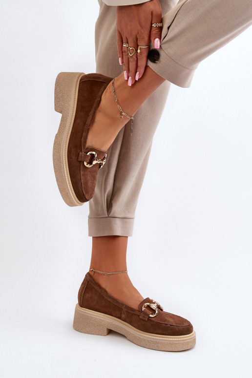 Zazoo 3429 Seemisnahast mokassiinid Pealiste omad kaunistustega pruunid värvi