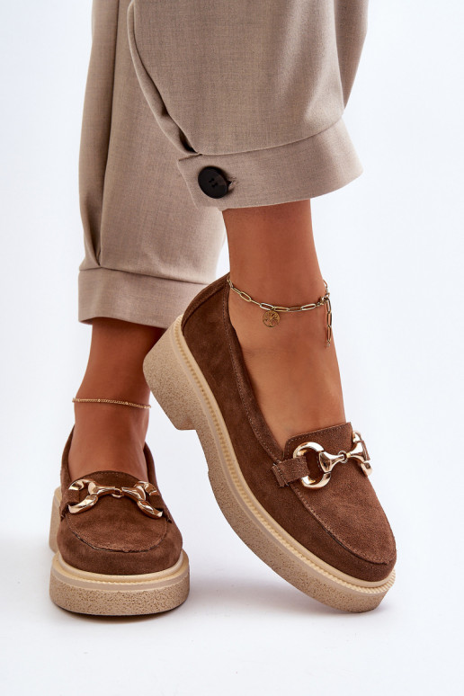 Zazoo 3429 Seemisnahast mokassiinid Pealiste omad kaunistustega pruunid värvi