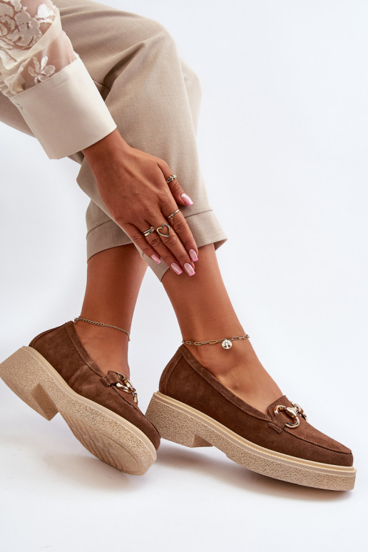 Zazoo 3429 Seemisnahast mokassiinid Pealiste omad kaunistustega pruunid värvi