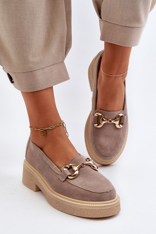 Zazoo 3429 Seemisnahast mokassiinid Pealiste omad kaunistustega Cappuccino Zazoo 3429 Seemisnahast mokassiinid Pealiste omad kaunistustega Cappuccino